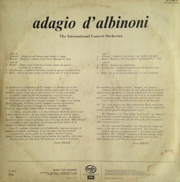 (Occasion ) Albinoni, Mozart, Barber, Tchaikowsky, Bach– Adagio D'Albinoni [Vinyle 33 Tours]