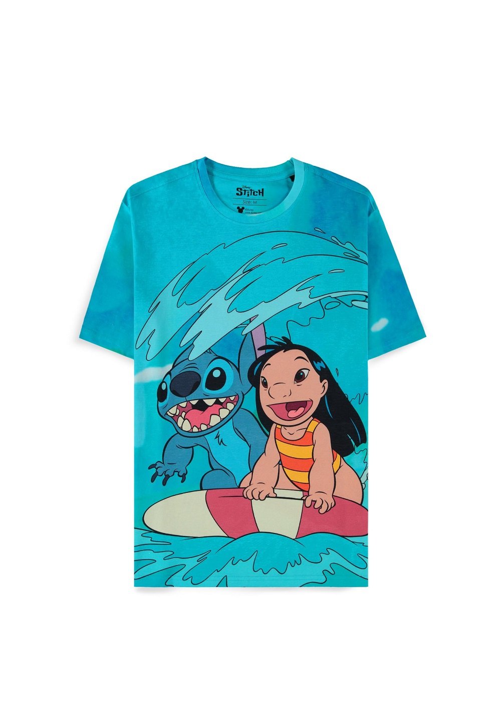 Lilo et Stitch - T-shirt Unisex manches courtes "Lilo et Stitch surfent sur la vague" - M - flash vidéo